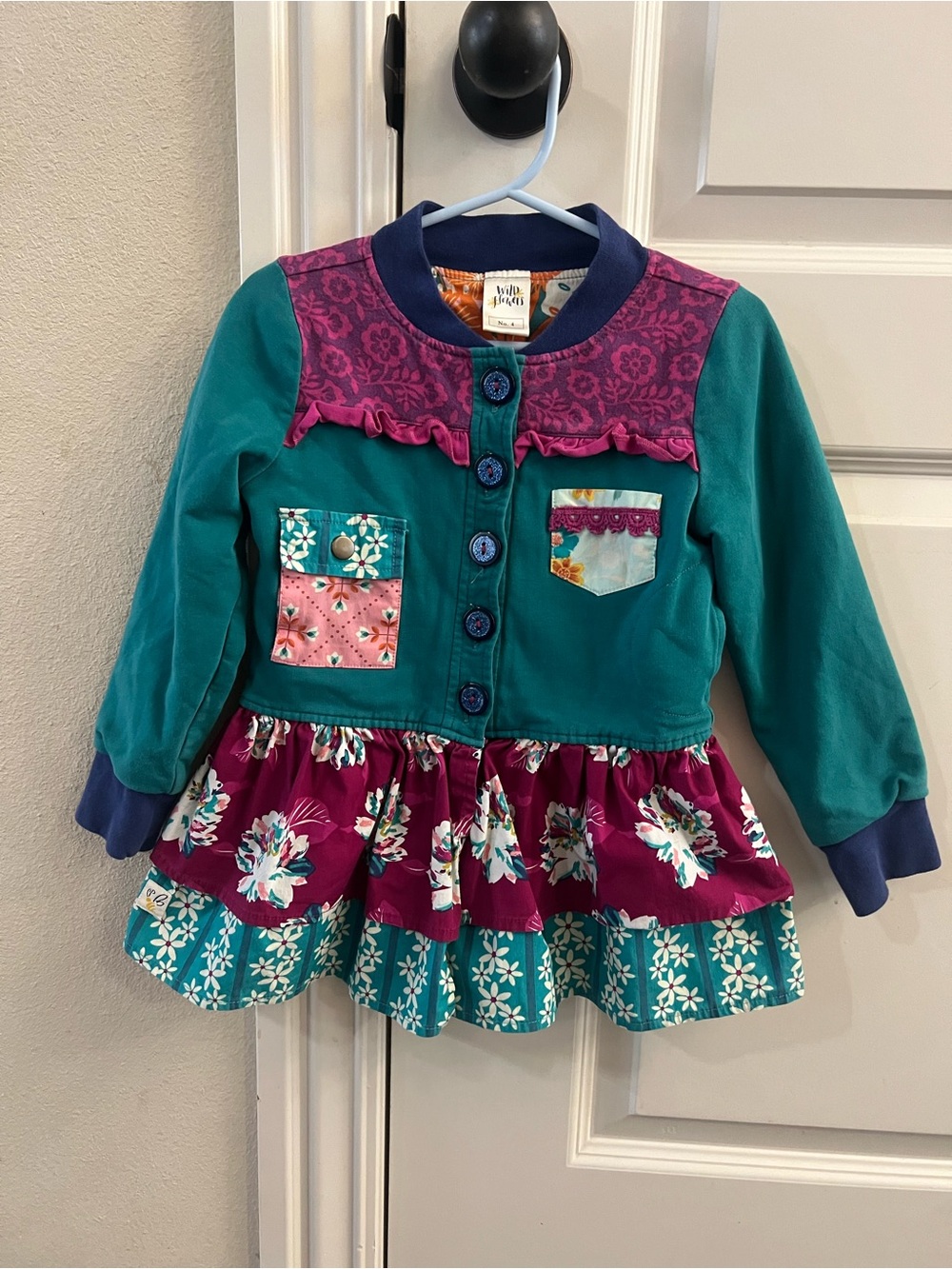Wildflowers Teal, Purple & Pink Floral Ruffle Jacket for Kids